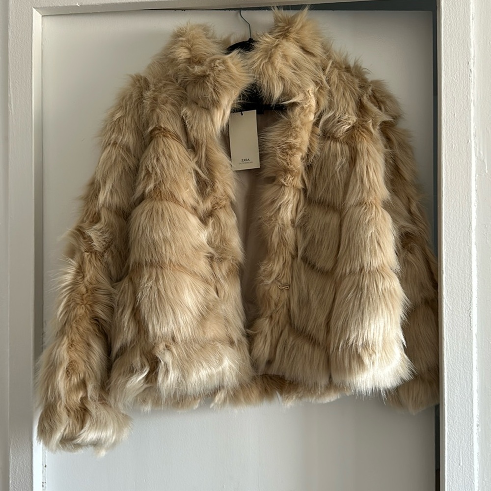 NWT zara faux fur jacket